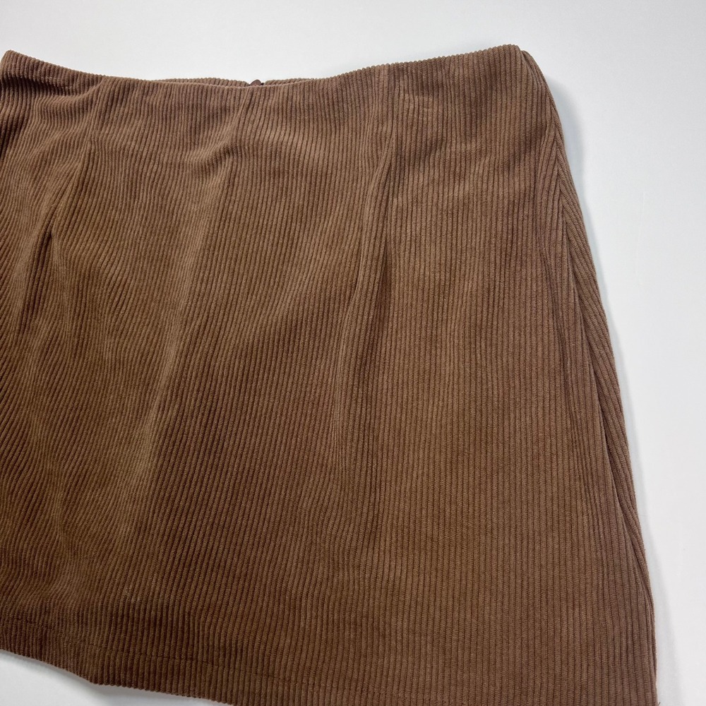 Halara Skort Women Large Brown Corduroy Mini Built-in Shorts Back Zip Casual - Picture 9 of 9